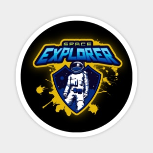 Deep Space Explorer Astronaut / Universe Hero Emblem Logo Magnet